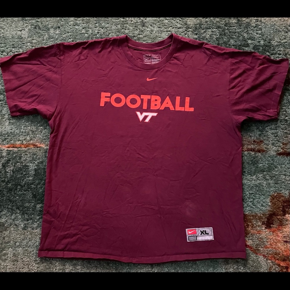NIKE VA TECH HOKIES TEAM ISSUE FOOTBALL T SHIRT